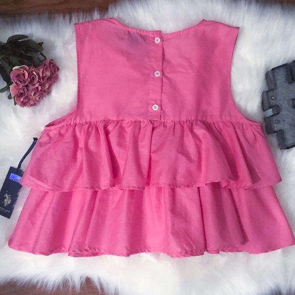 NWT✨ U.S. Polo Assn. Pink Ruffle Crop Top - Picture 4 of 6